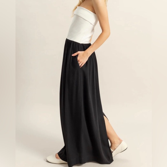 Black and White Strapless Maxi Dress NEW - Picture 4 of 4